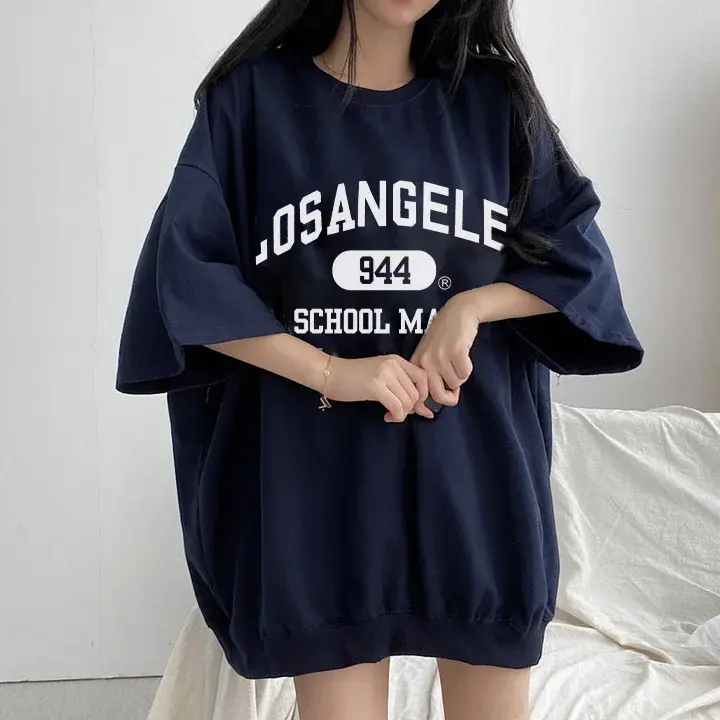 Women's Plus Size NicheTop2024 Summer New High-End Loose-Fit Korean Long T-Shirt Cotton Crew Neck Decorative Long Sleeve