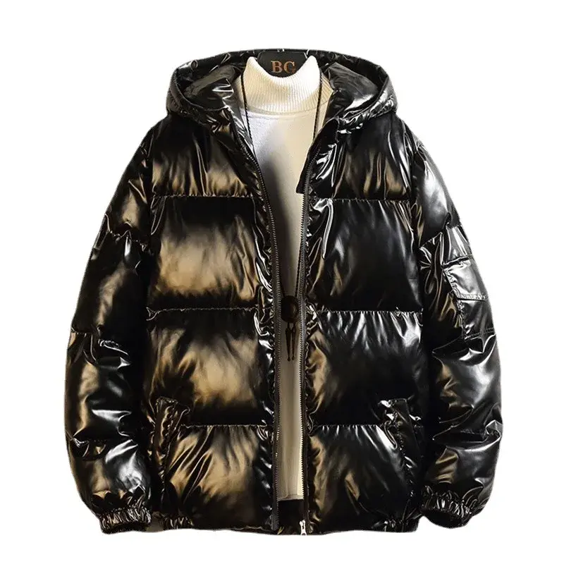 Trendy Men's Cotton Coat 2023 New Style Thickened Winter Fleece-Lined Puffer Jacket Plus Size Bright Face Padded Jacket
