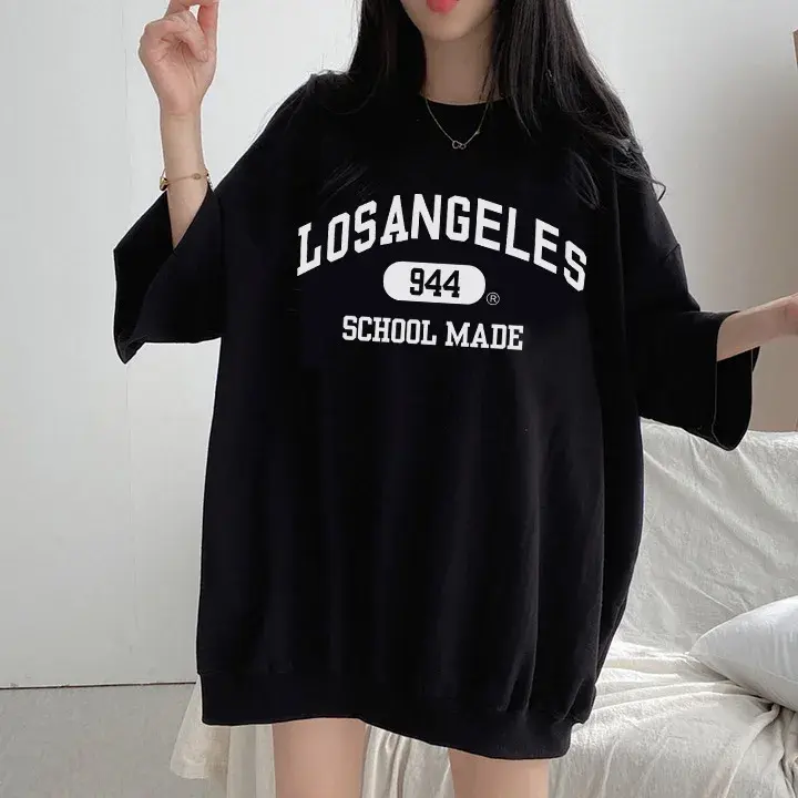 Women's Plus Size NicheTop2024 Summer New High-End Loose-Fit Korean Long T-Shirt Cotton Crew Neck Decorative Long Sleeve