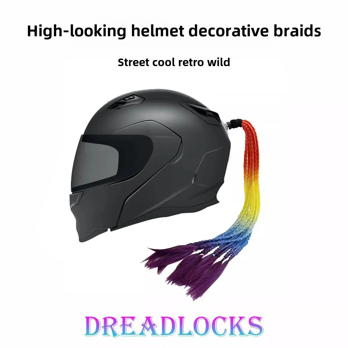 Fashionable Motorcycle Helmet Decorative Wig Tail Removable Non-Waste Glue Suction Cup Boxing Wig Asian Fiber Horse Tail Wig