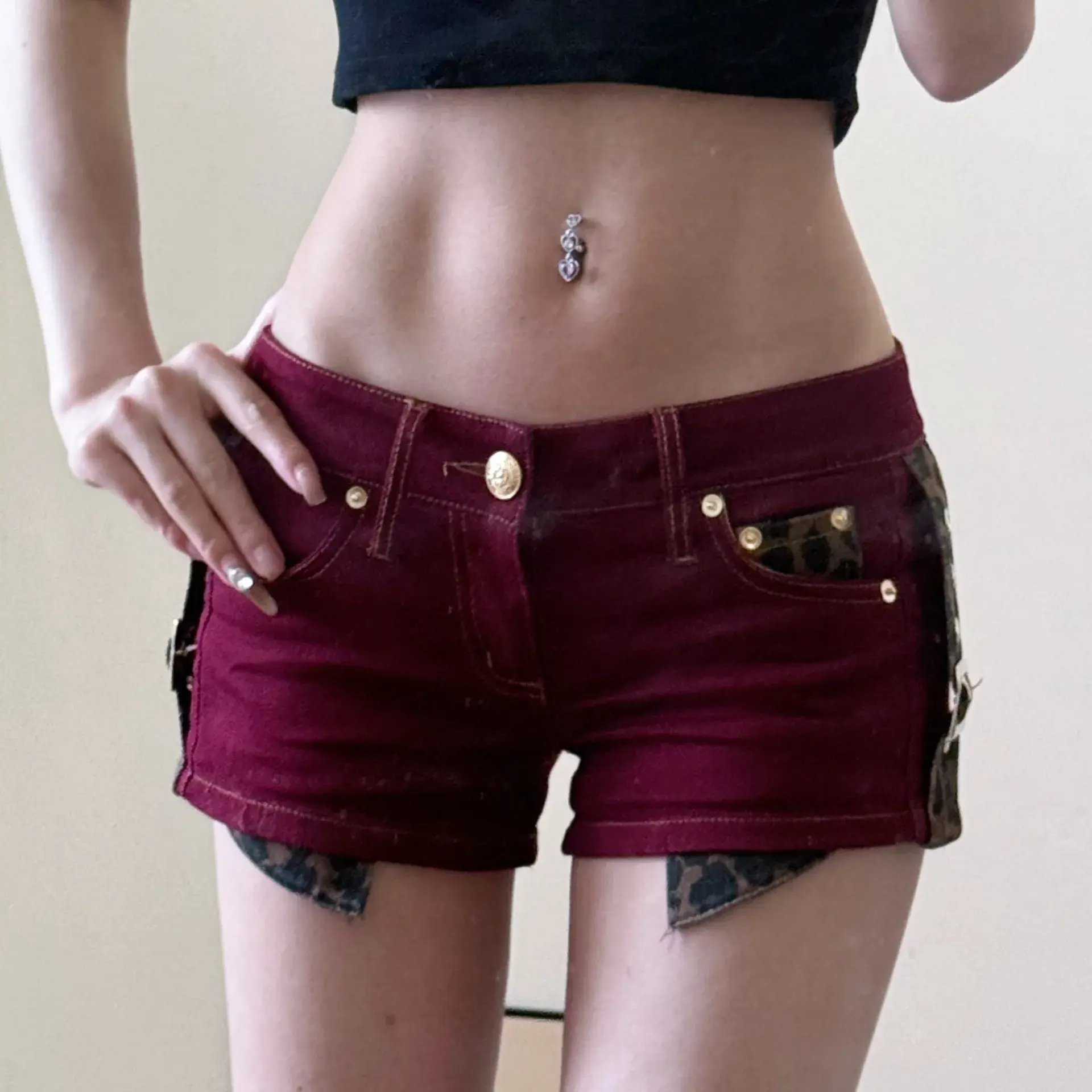 Low Waist Sexy Girl Denim Super Short Shorts Summer New Tight Butt Slimming Sexy Leopard Print Hot Pants Women's Fashion Shorts