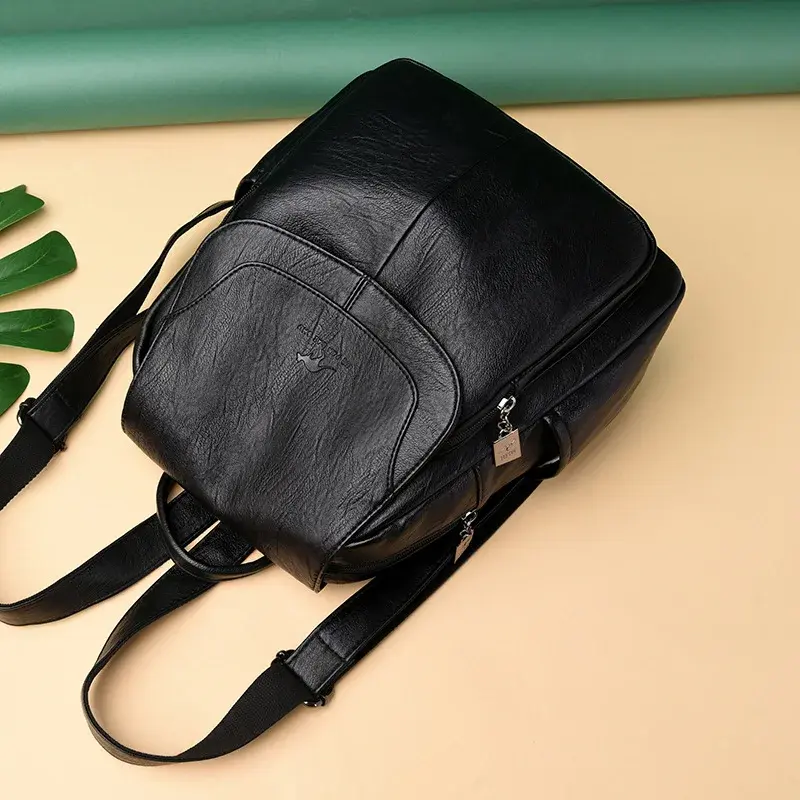 Fashionable Women's Backpack Handbag Dual Shoulder Bag Trendy Mini Bag Zipper Opening Polyester Lining PU Material Backpack