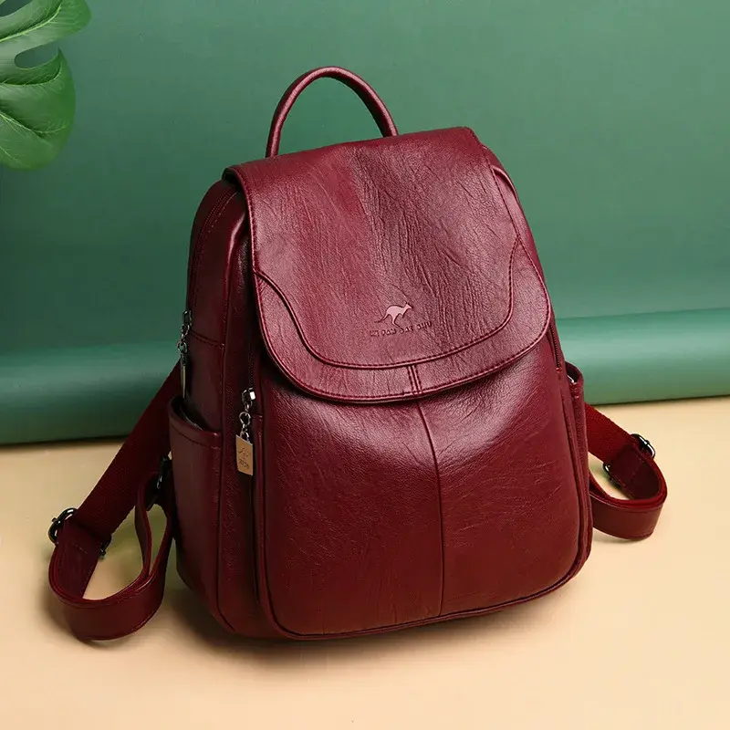 Fashionable Women's Backpack Handbag Dual Shoulder Bag Trendy Mini Bag Zipper Opening Polyester Lining PU Material Backpack