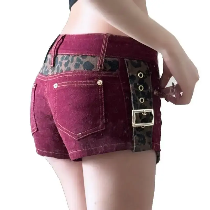 Low Waist Sexy Girl Denim Super Short Shorts Summer New Tight Butt Slimming Sexy Leopard Print Hot Pants Women's Fashion Shorts