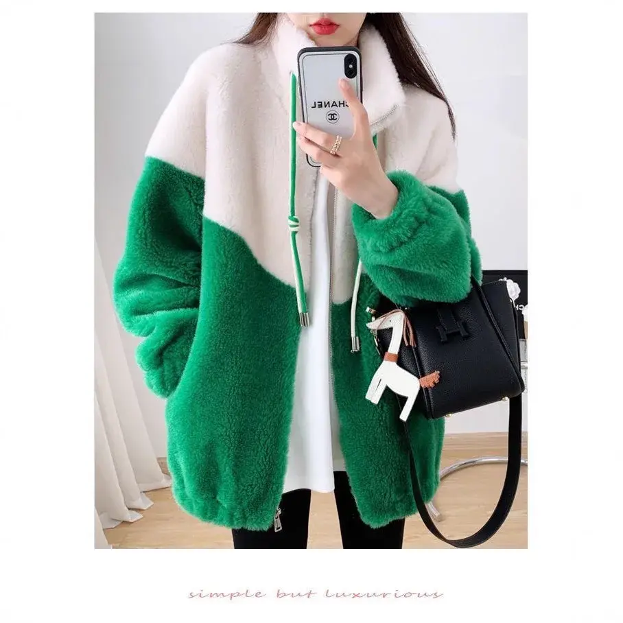 New Winter Hoodie Women's Loose Style Lamb Fur Vest Long Sleeve Casual Outerwear for Commuting And Students Fashionable