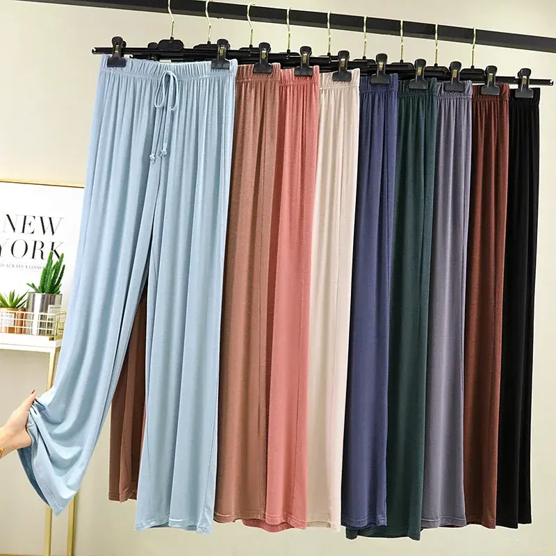 Summer Thin Modal Casual Straight-Leg Pants Women's New High-Waisted Korean Style Home Trousers Lightweight Comfortable Fit