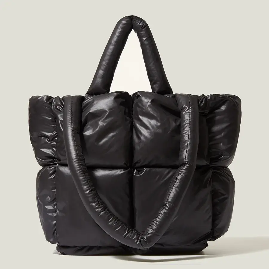 2024 New Down Bag Cotton-Padded Women's Soft Square Stuffed Tote Bag Fashionable Simple Shoulder Bag Handbag From China