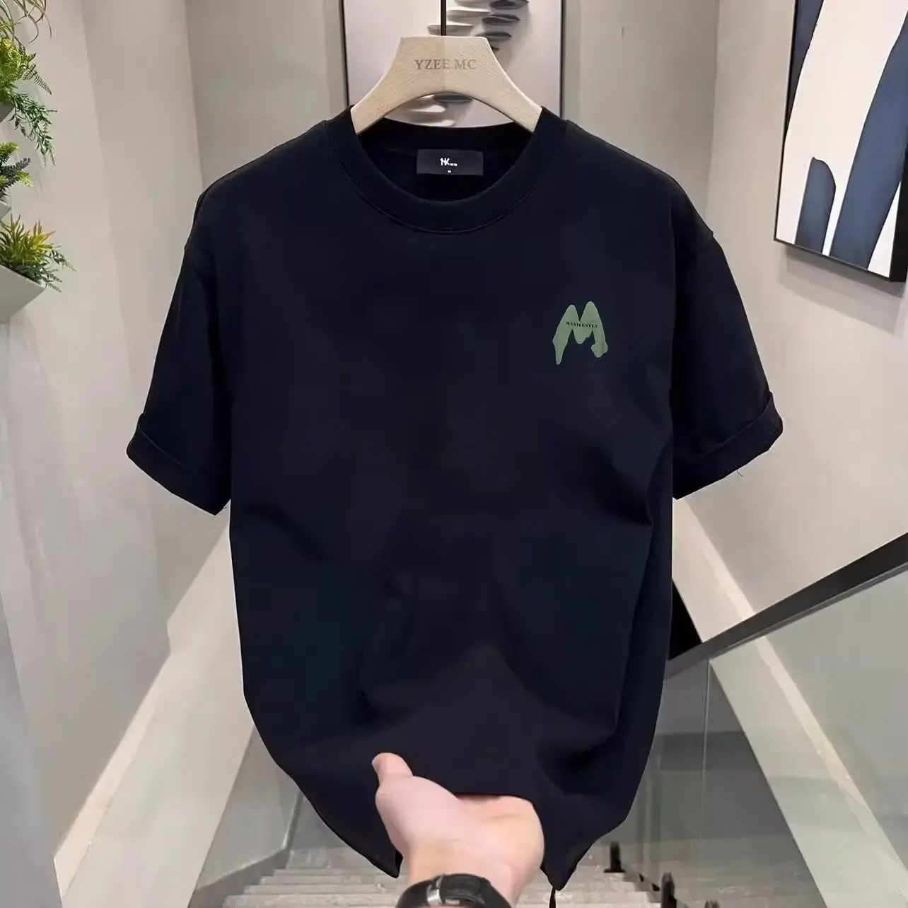 2024 Trendy Men's Casual High-end Short Sleeve T-shirt Summer Half Sleeve Pure Cotton Loose-fit Versatile Top