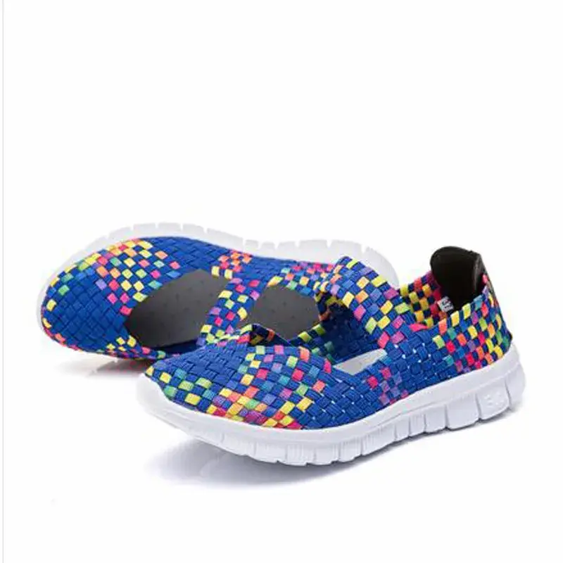 Handwoven Elastic Band Women's Flat Shoes Summer Slip-On Beijing Style Cloth Shoes Large Size Flat Bottom Mom Shoes Sandals