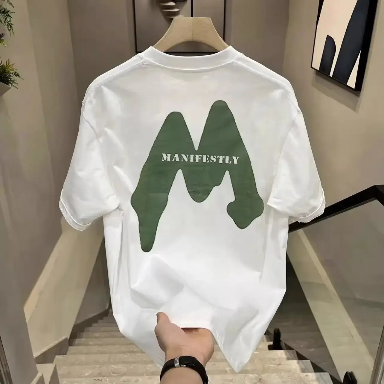 2024 Trendy Men's Casual High-end Short Sleeve T-shirt Summer Half Sleeve Pure Cotton Loose-fit Versatile Top