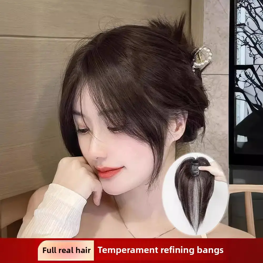 Natural Looking Breathable Women's Hair Extension Side Bangs Cover Grey Hair Fake Frontal Hair Piece Easy to Wear And Maintain