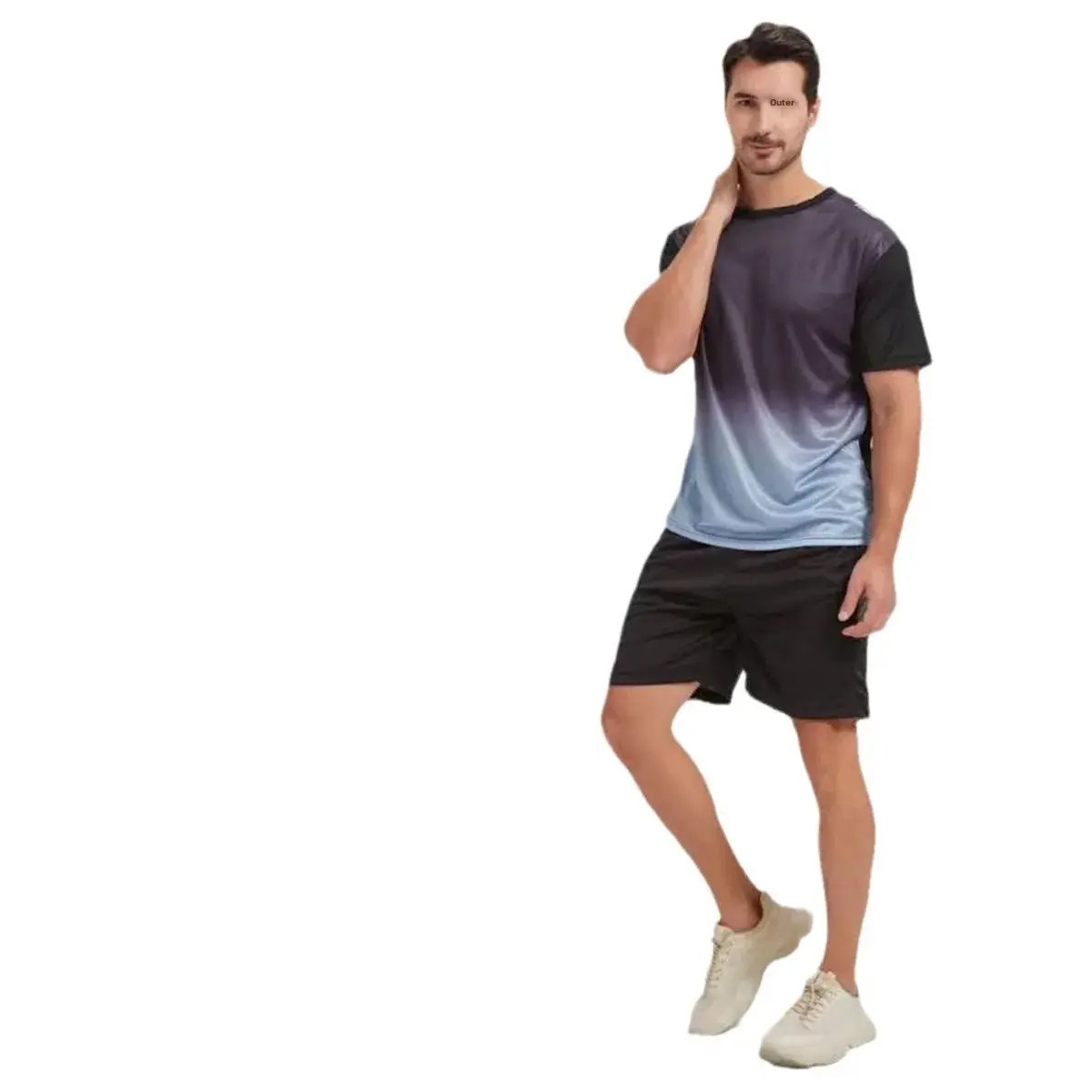 Men's Fitness Ice Silk Short Sleeve T-Shirt Quick Dry Summer Sports Suit Basketball Morning Run Shorts Training Room Set