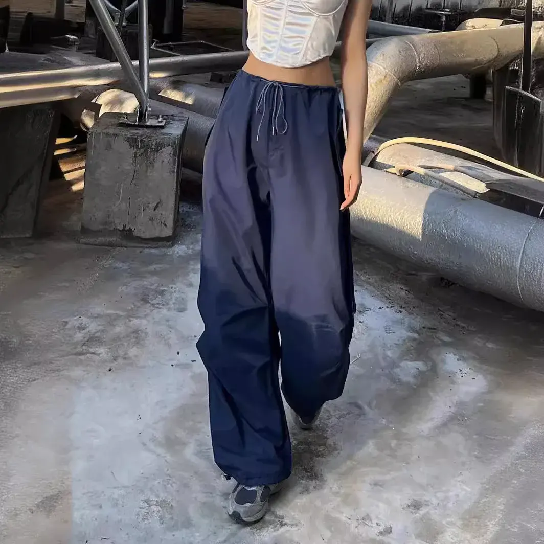 Spring Autumn New Style Thin Air Sense Bell Bottom Trousers European American Street Fashion Spicy Girl Workwear Pocket Draped C