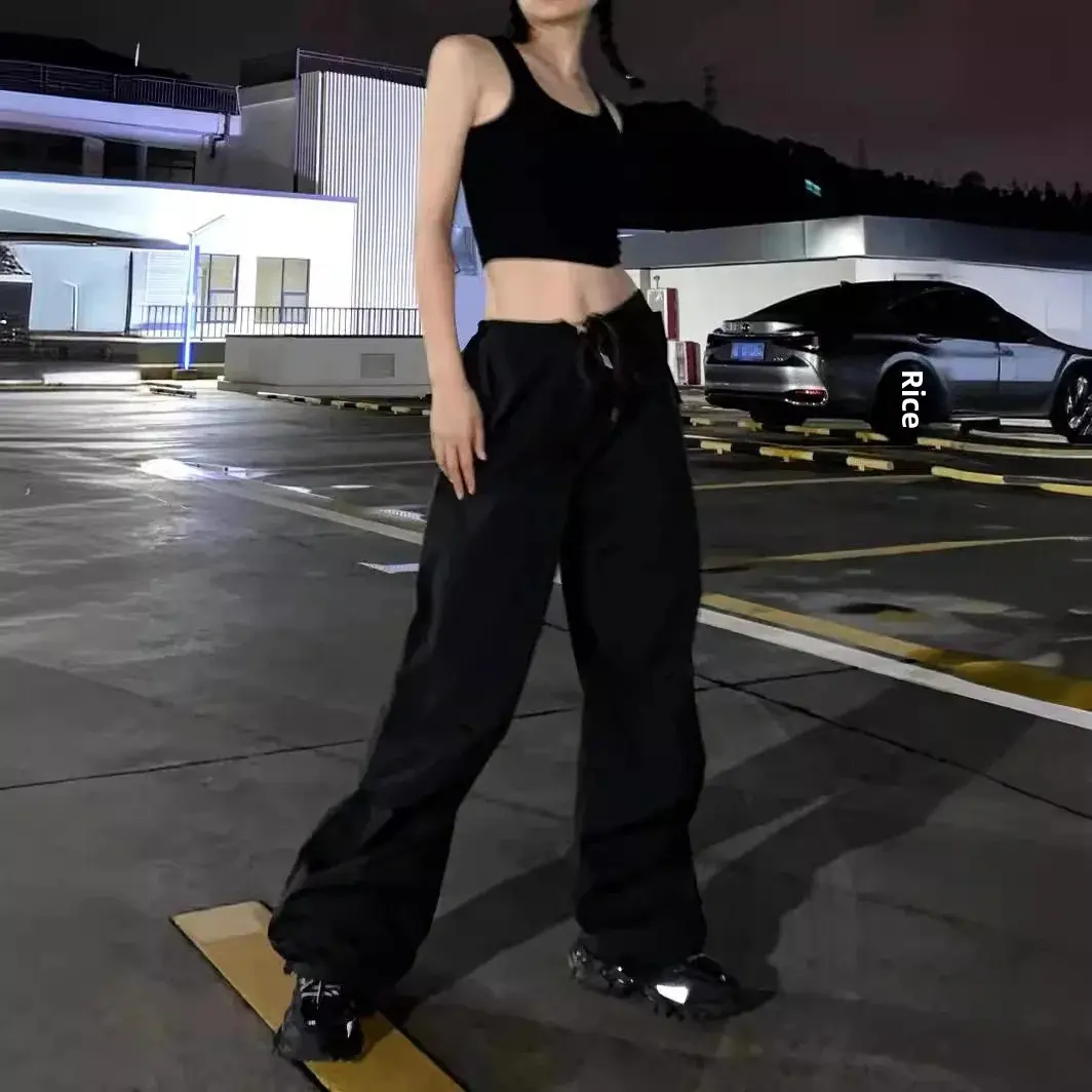 Spring Autumn New Style Thin Air Sense Bell Bottom Trousers European American Street Fashion Spicy Girl Workwear Pocket Draped C