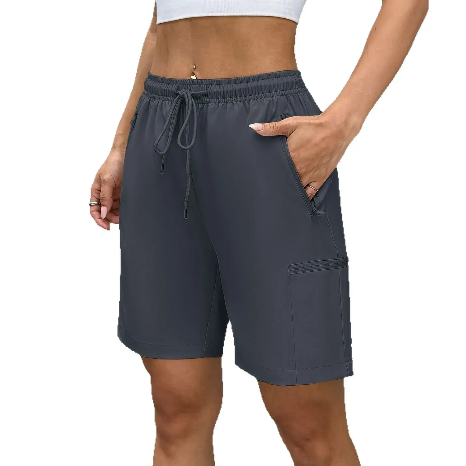 Breathable Quick-Dry Fitness Running Shorts Woven Workwear Mid-Waist Shorts Summer Cross-Border Yoga Sport Shorts