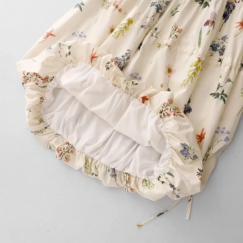 Summer New Cotton Lin Large Size Design Sensation Artistic Printed Women's Skirt Atmosphere Skirt Half-length Cotton Lin Fabric