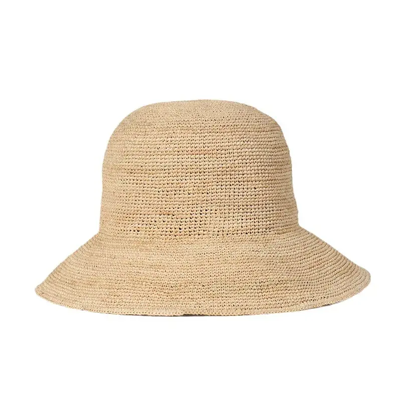 Handmade Japanese Style Muj* Women's Summer Straw Hat Large Brim Sunshade Foldable Travel Hat Beach Vacation Cap