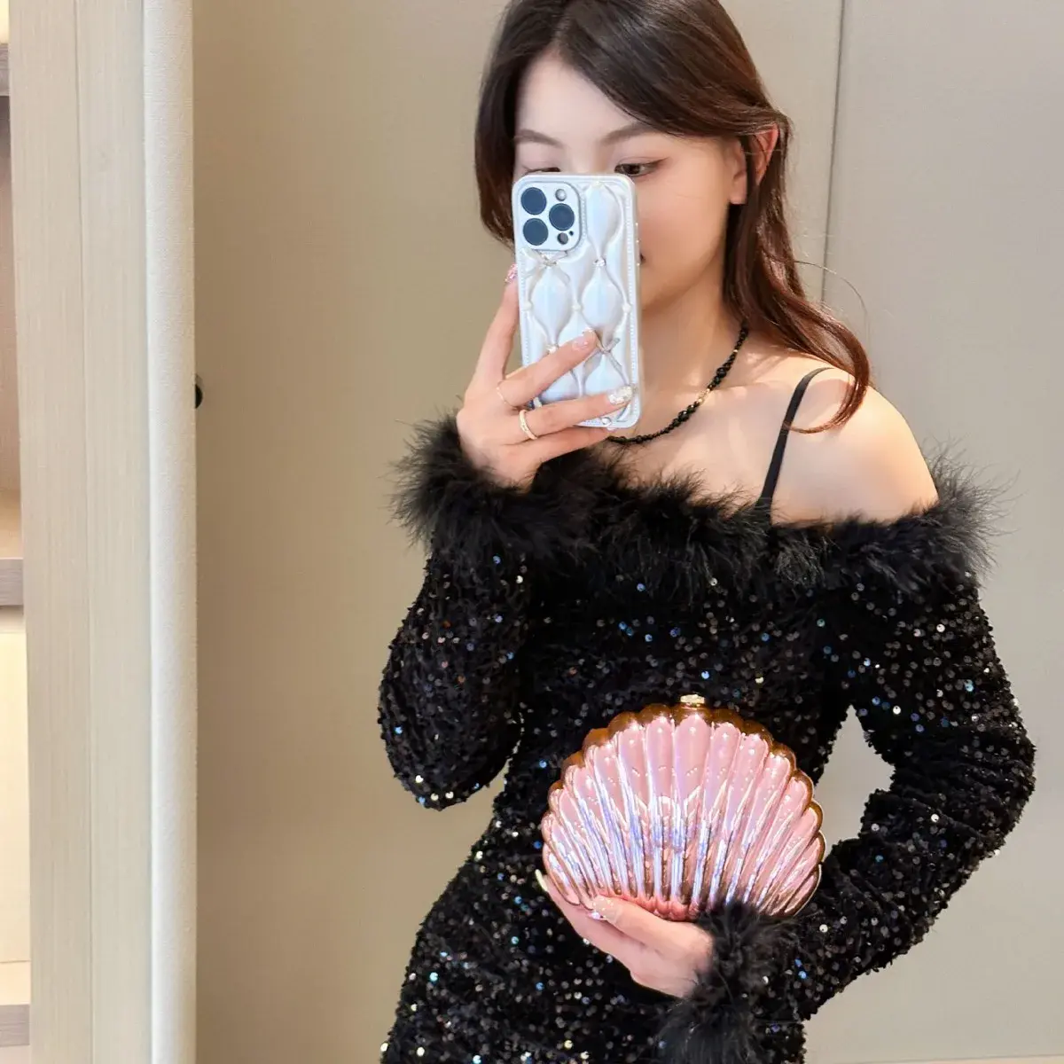 FashionableElegant Mini Crossbody Bag Women's 2024 New Acrylic Shell Bag High-End Feel Single Shoulder Bag Motorcycle Equipment 