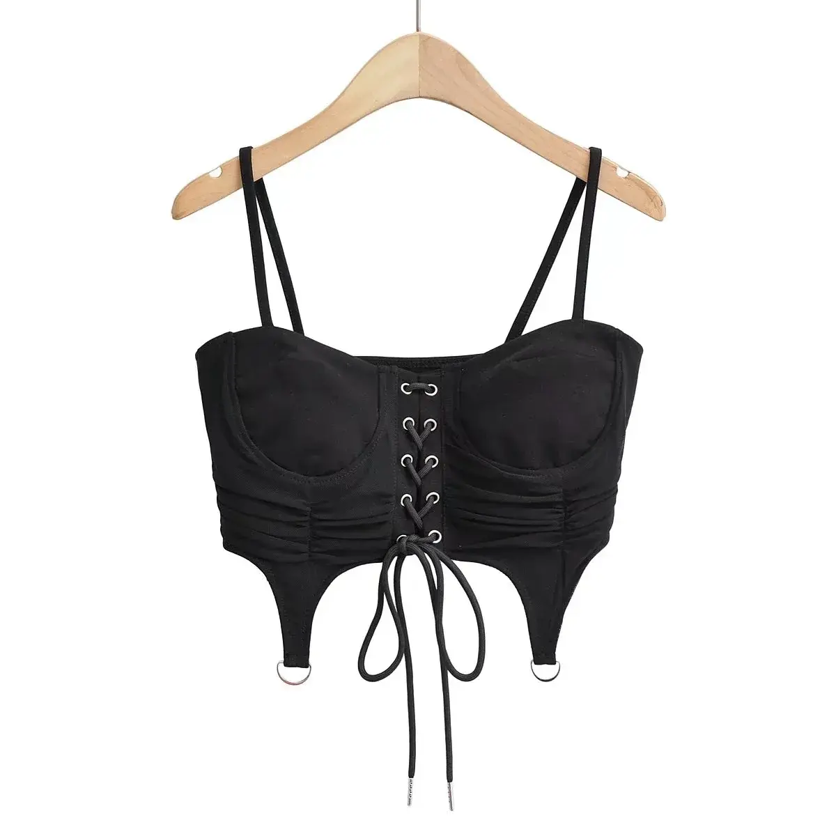 American Style INS Sexy Slimming Tank Top For Women With Cross Back Strap Cropped Mesh Patchwork Top Synthetic Silk Material