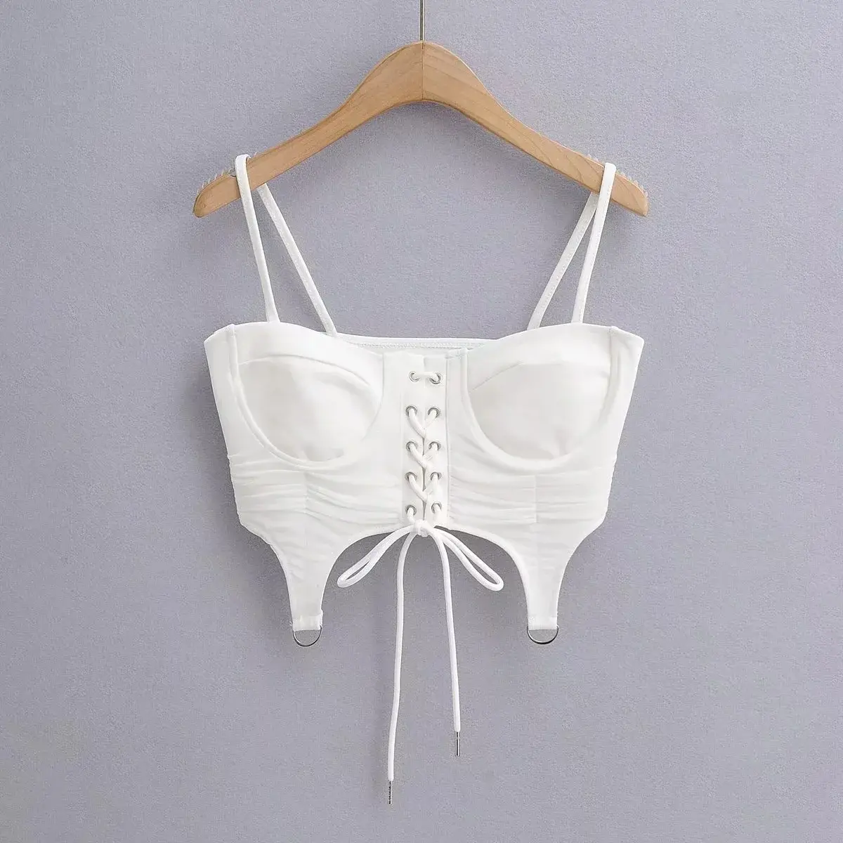 American Style INS Sexy Slimming Tank Top For Women With Cross Back Strap Cropped Mesh Patchwork Top Synthetic Silk Material