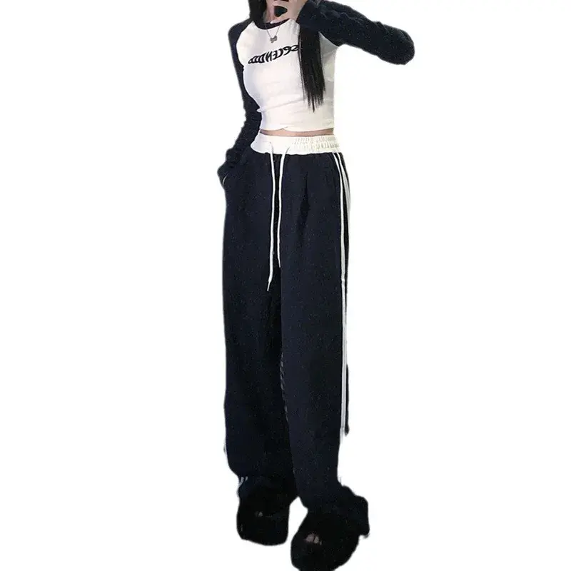 American Style Bell Bottoms Women's Loose-Fit Draped Straight-Leg Pants Casual Sportswear Summer 2024 New Arrival
