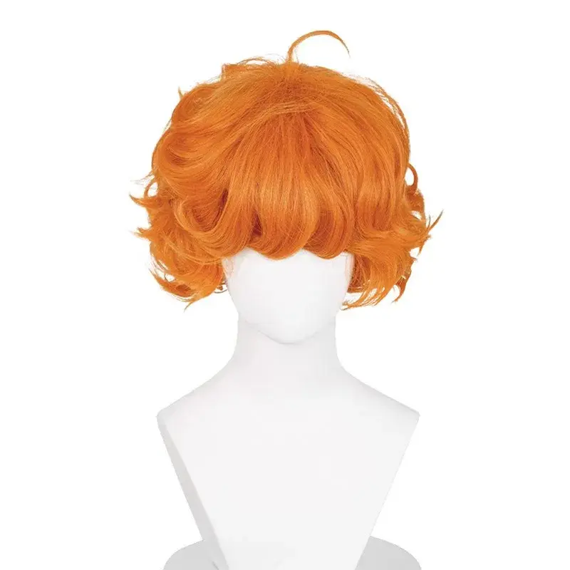 Tank Angel Short Hair Wig Cosplay Brief Fabric Lycra Top Orange Red Hair Extension Rolls Overhead Wig Machine Made Hair