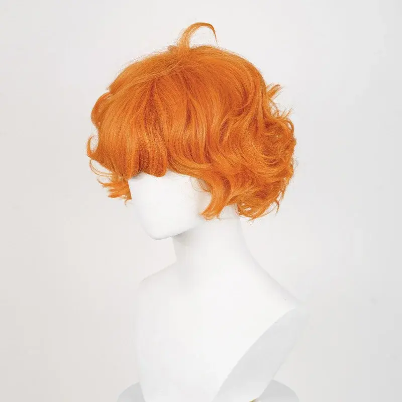 Tank Angel Short Hair Wig Cosplay Brief Fabric Lycra Top Orange Red Hair Extension Rolls Overhead Wig Machine Made Hair