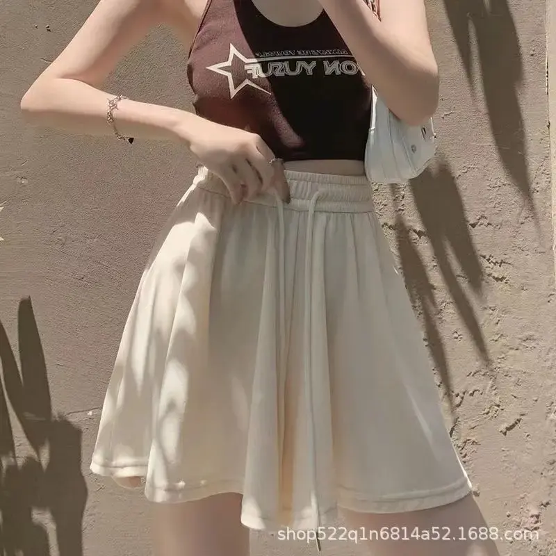 Women's Summer Ballet Style High Waist Draped Loose Wide Leg Short Pants Sports Thin Material Quick Dry Comfortable Fit Shorts