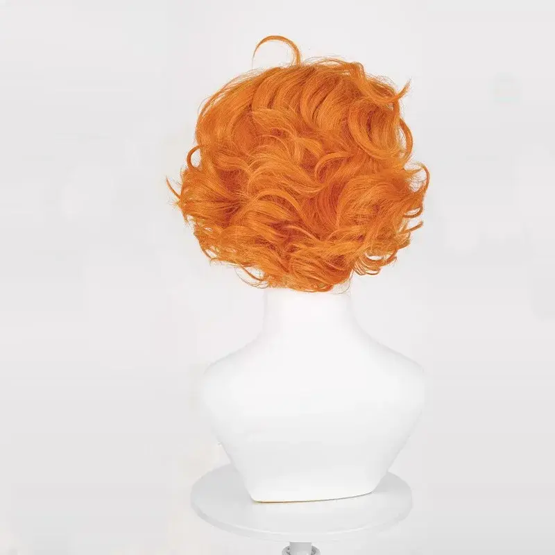 Tank Angel Short Hair Wig Cosplay Brief Fabric Lycra Top Orange Red Hair Extension Rolls Overhead Wig Machine Made Hair