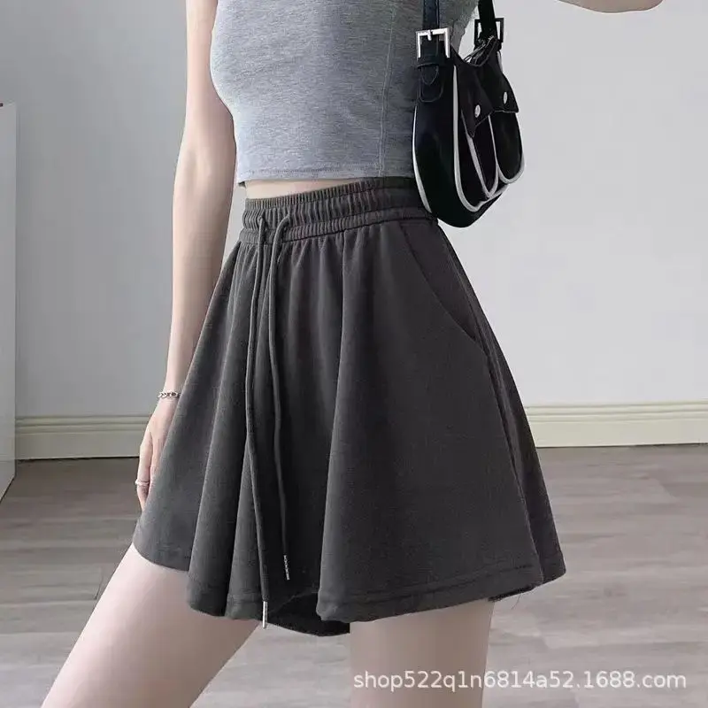 Women's Summer Ballet Style High Waist Draped Loose Wide Leg Short Pants Sports Thin Material Quick Dry Comfortable Fit Shorts