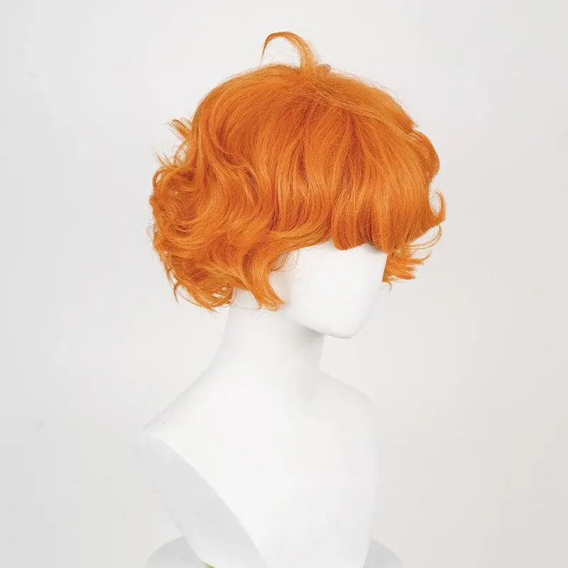 Tank Angel Short Hair Wig Cosplay Brief Fabric Lycra Top Orange Red Hair Extension Rolls Overhead Wig Machine Made Hair