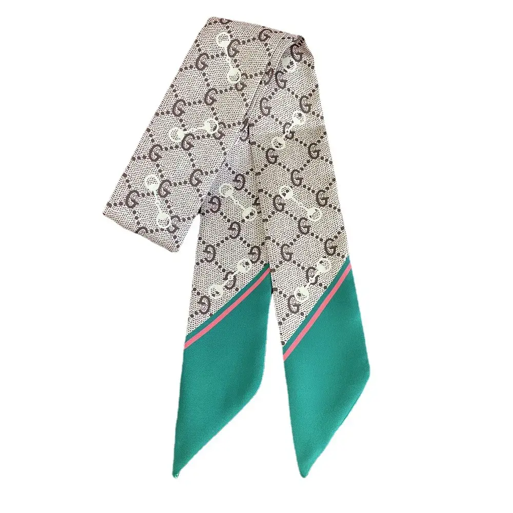 Stylish Women's Silk Scarf Korean Version Small Collar Printing Freshening Decoration Long Strip Fine And Narrow Printing