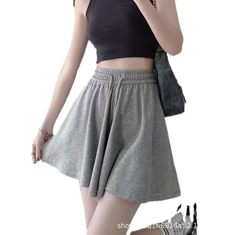 Women's Summer Ballet Style High Waist Draped Loose Wide Leg Short Pants Sports Thin Material Quick Dry Comfortable Fit Shorts