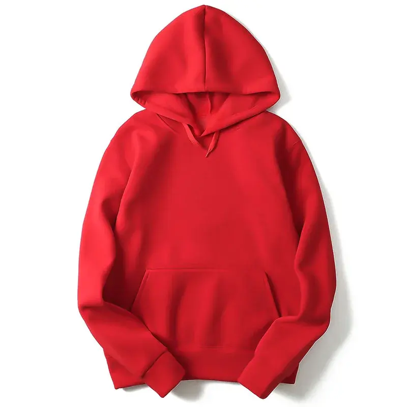 2023 Autumn Winter Thickened Fleece-Lined Hooded Sweatshirt Unisex Couple Solid Color Pullover Top For Men And Women