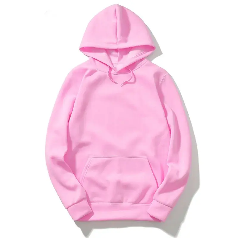 2023 Autumn Winter Thickened Fleece-Lined Hooded Sweatshirt Unisex Couple Solid Color Pullover Top For Men And Women