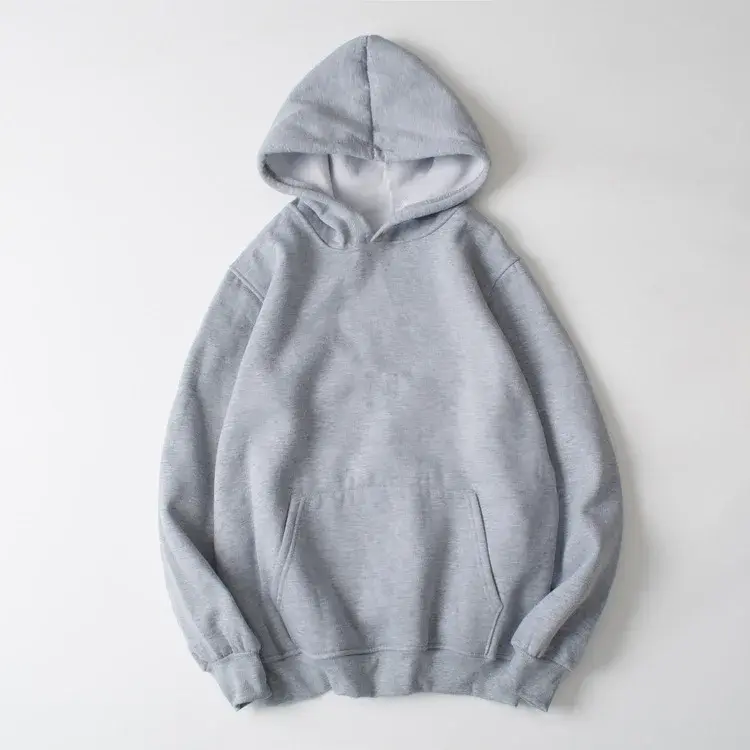 2023 Autumn Winter Thickened Fleece-Lined Hooded Sweatshirt Unisex Couple Solid Color Pullover Top For Men And Women