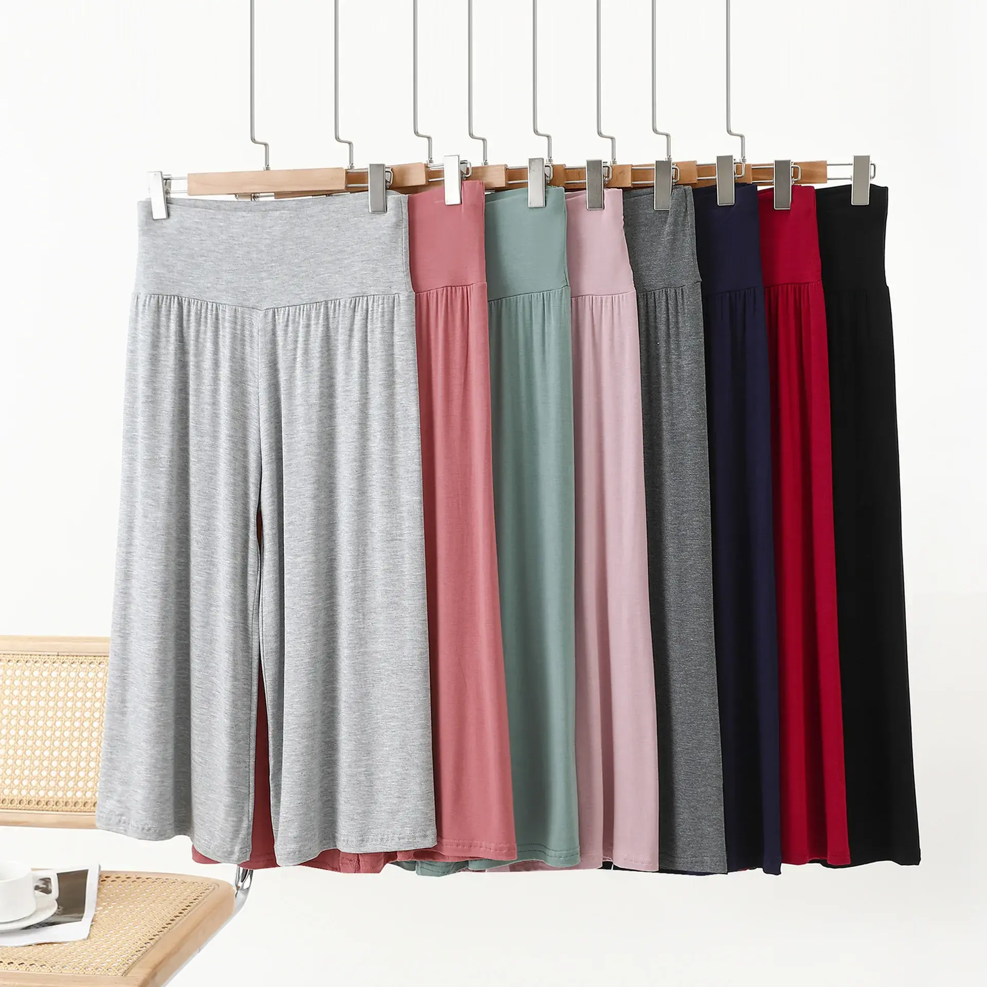 Summer New plus Size Loose Wide Leg Pants Casual Versatile High Waist Slimming Seven Inch Swing Pants Modal Comfortable Trousers