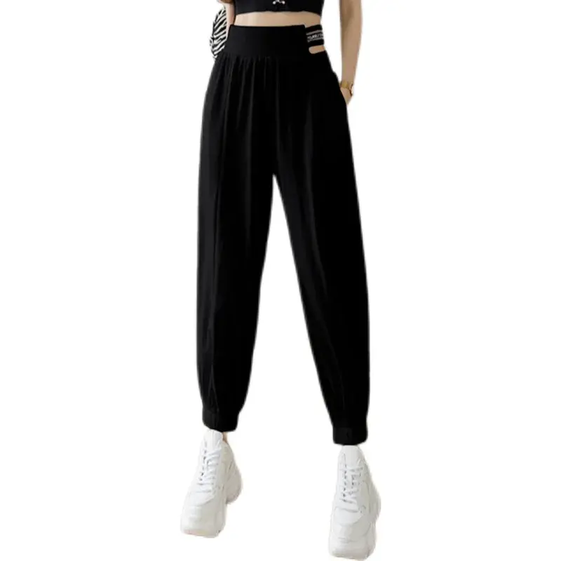 White High Waist Sports Pants Women's Summer Thin New Loose Casual Trousers Slimming Effect Comfortable Fit from Mainland China