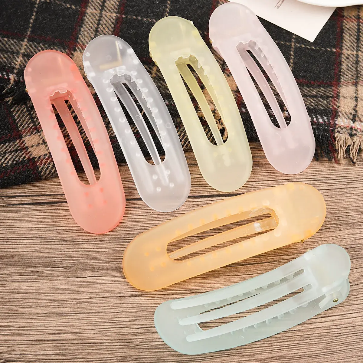 Large Size Frosted Duckbill Hair Clip Professional Salon Candy Color Fresh Forest System Hair Clip for Back of Head Elliptical