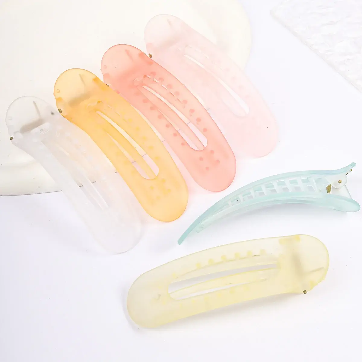Large Size Frosted Duckbill Hair Clip Professional Salon Candy Color Fresh Forest System Hair Clip for Back of Head Elliptical
