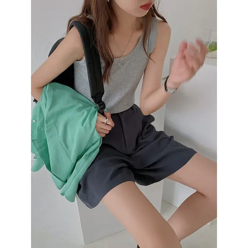 European And American U-Neck Slimming Tank Top Women's Inner Wear Anti-Exposure No Sleeves Cotton Sihouette Smoothing Top For Sp