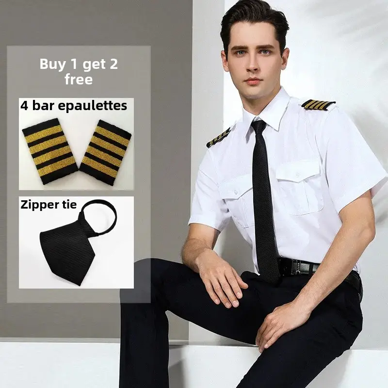 Air Force Pilot Uniform Men's Shirt Flying Clothes Nightclub Aviation Clothes Engineer Military Uniform Square Collar Other Mate