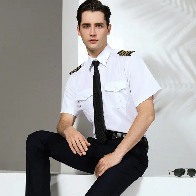 Air Force Pilot Uniform Men's Shirt Flying Clothes Nightclub Aviation Clothes Engineer Military Uniform Square Collar Other Mate