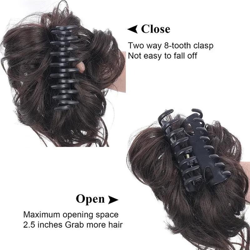 Natural Loose Long Wig Cap Women's Style Bun Tail Fake Hair Extension Ponytail Hair Clip Flower Bud Updo Hair Accessories