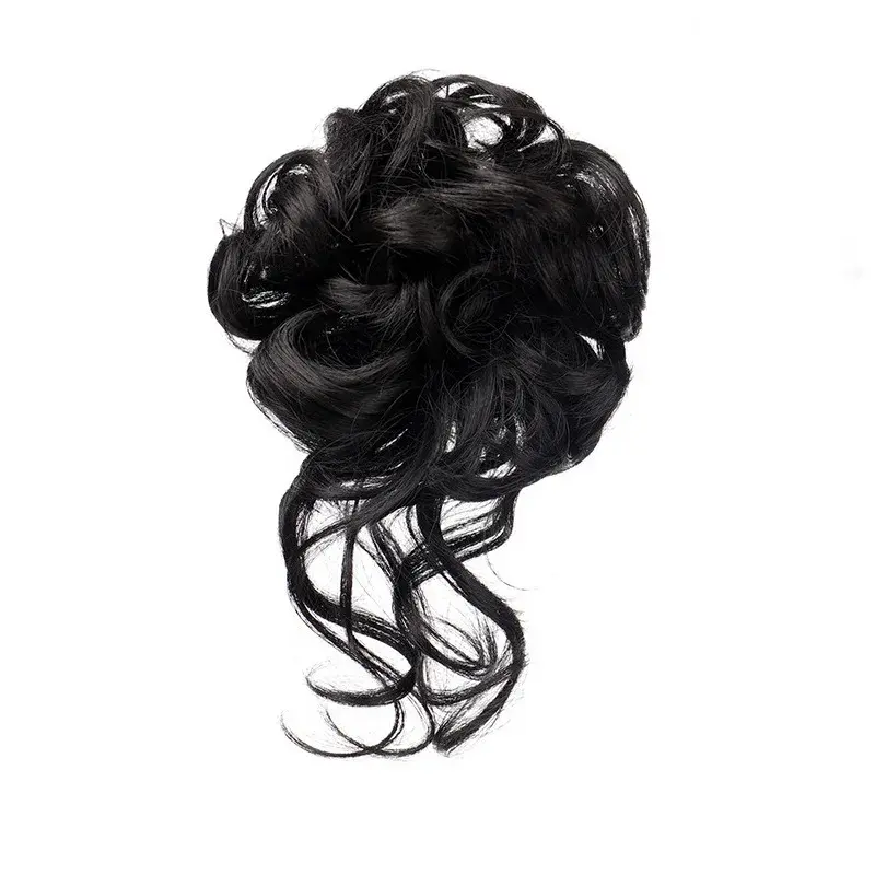Natural Loose Long Wig Cap Women's Style Bun Tail Fake Hair Extension Ponytail Hair Clip Flower Bud Updo Hair Accessories