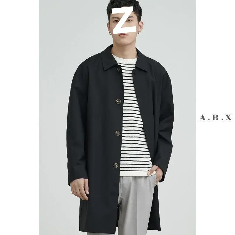 Cityboy Japanese Style Medium-length Khaki Jacket For Men Casual Thin Regular Fit High-end Feel Barmen Overcoat