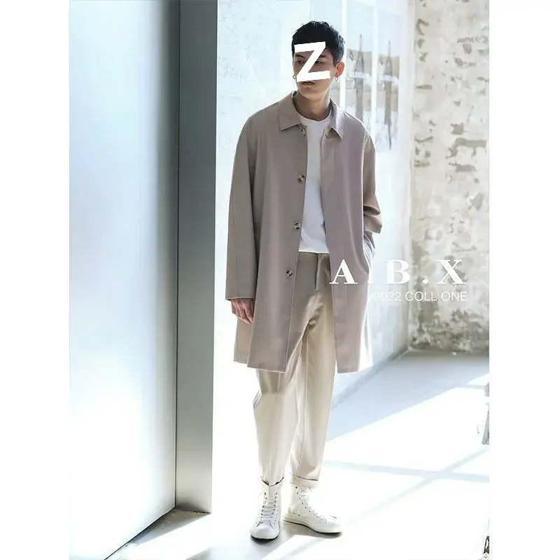 Cityboy Japanese Style Medium-length Khaki Jacket For Men Casual Thin Regular Fit High-end Feel Barmen Overcoat