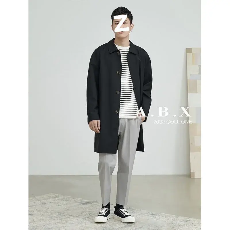 Cityboy Japanese Style Medium-length Khaki Jacket For Men Casual Thin Regular Fit High-end Feel Barmen Overcoat