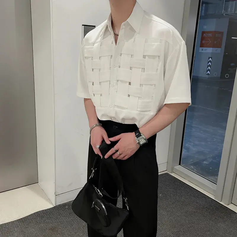 NicheDesign Sensibility Woven Men's Short Sleeve Shirt Summer Trendy Five-Point Sleeve Underwear Casual Streetwear