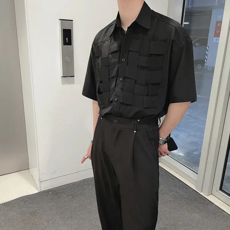 NicheDesign Sensibility Woven Men's Short Sleeve Shirt Summer Trendy Five-Point Sleeve Underwear Casual Streetwear